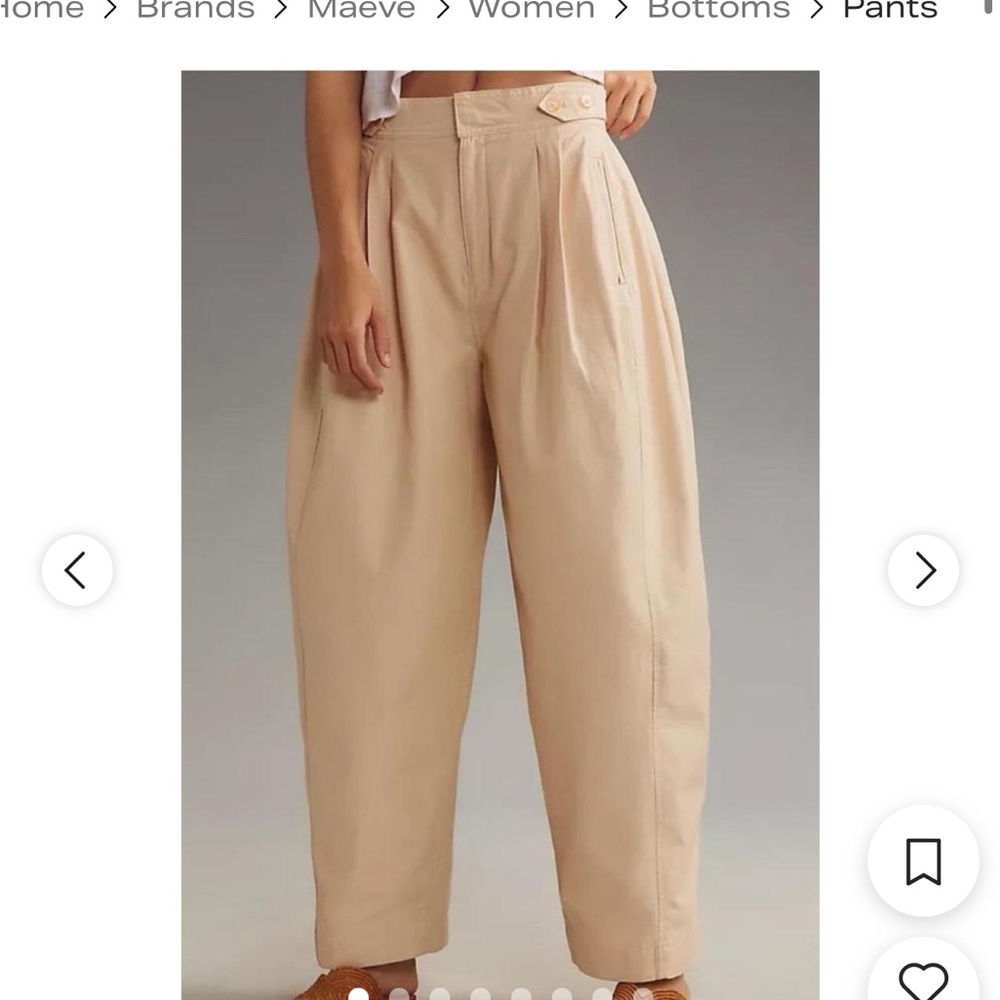 Maeve Anthropologie Pleated Barrel Pants Button 12 - Picture 2 of 7